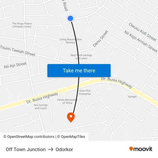 Off Town Junction to Odorkor map