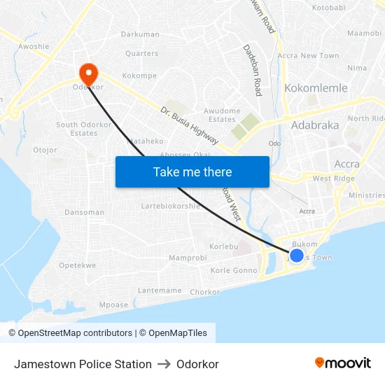 Jamestown Police Station to Odorkor map
