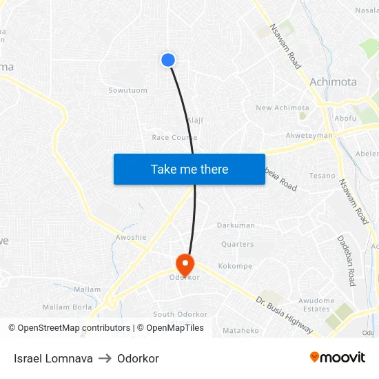 Israel Lomnava to Odorkor map