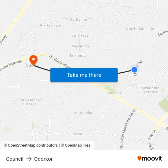 Council to Odorkor map