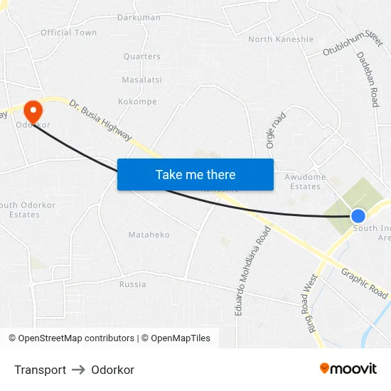 Transport to Odorkor map