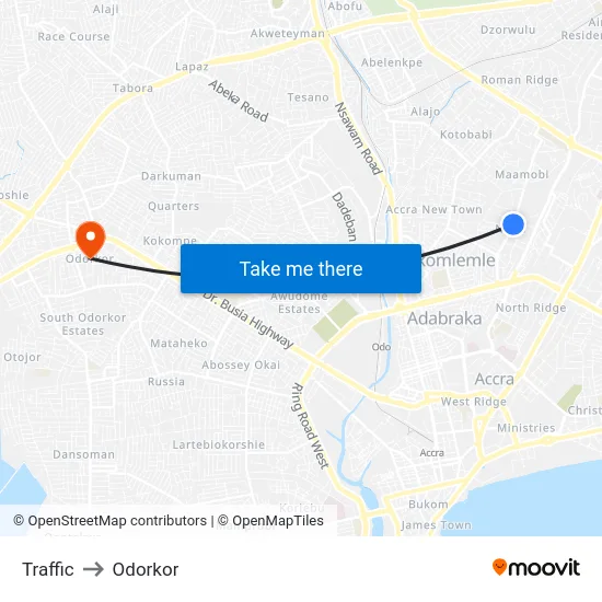 Traffic to Odorkor map