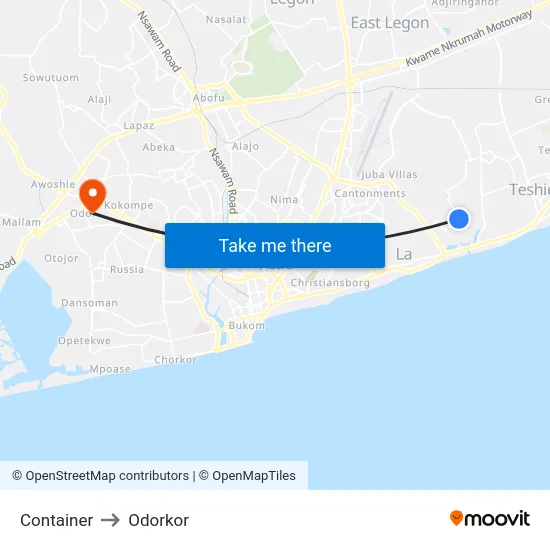 Container to Odorkor map
