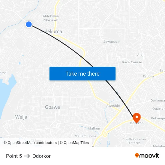 Point 5 to Odorkor map