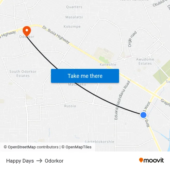 Happy Days to Odorkor map