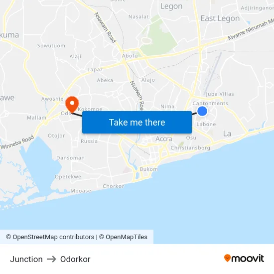 Junction to Odorkor map