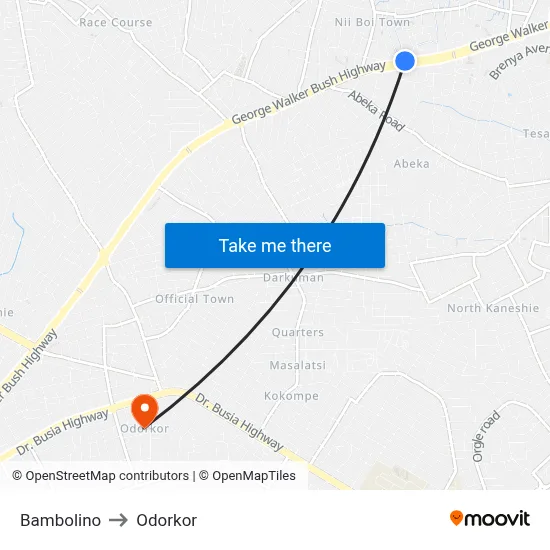 Bambolino to Odorkor map