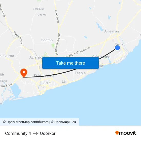 Community 4 to Odorkor map