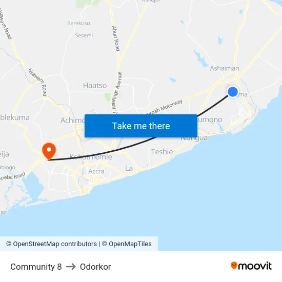 Community 8 to Odorkor map