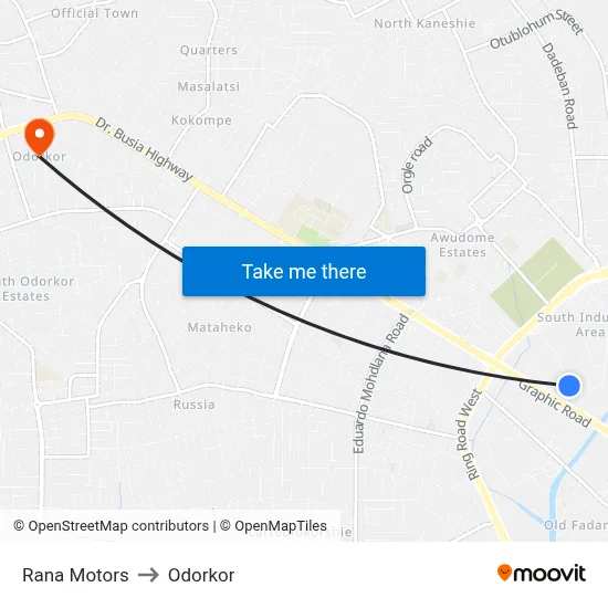 Rana Motors to Odorkor map
