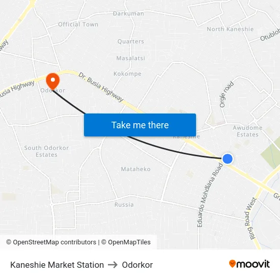 Kaneshie Market Station to Odorkor map