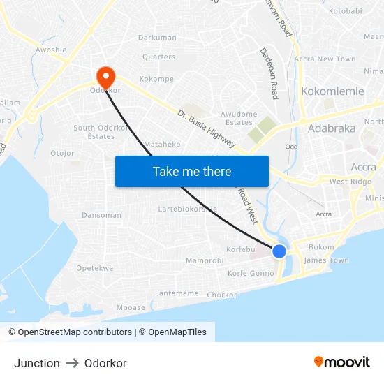 Junction to Odorkor map