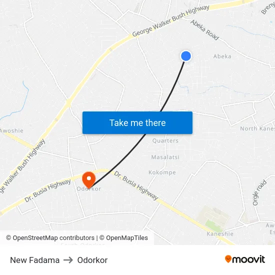 New Fadama to Odorkor map