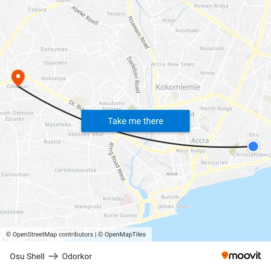 Osu Shell to Odorkor map