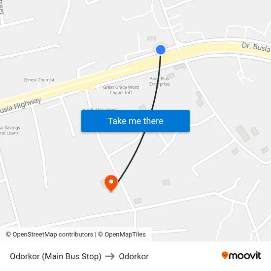 Odorkor (Main Bus Stop) to Odorkor map