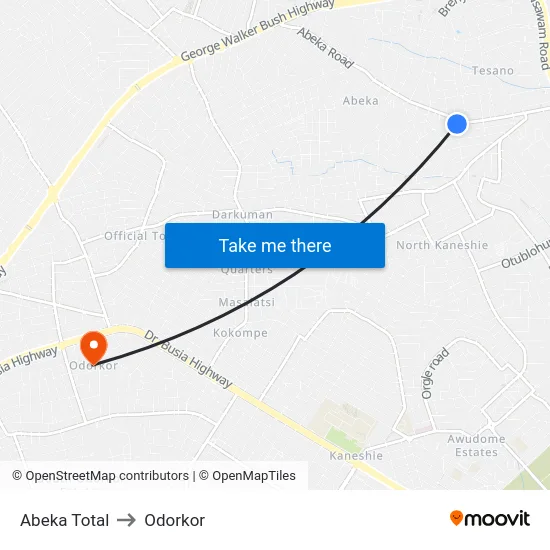 Abeka Total to Odorkor map