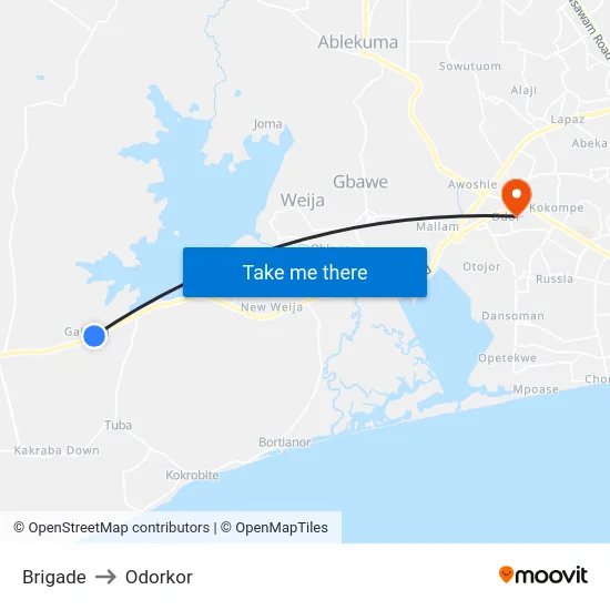 Brigade to Odorkor map