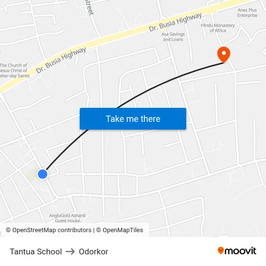 Tantua School to Odorkor map
