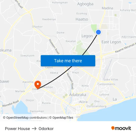 Power House to Odorkor map