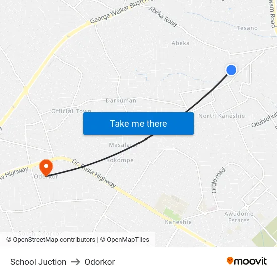 School Juction to Odorkor map