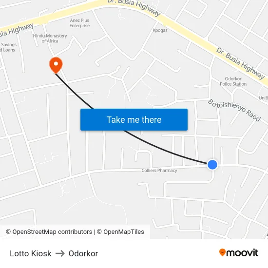 Lotto Kiosk to Odorkor map