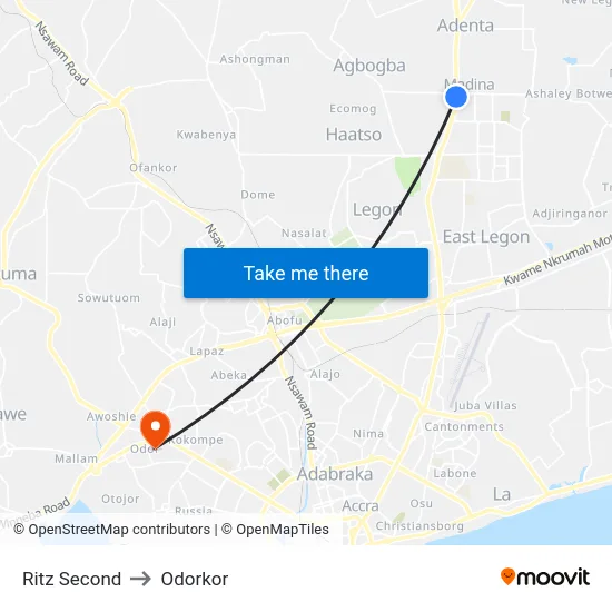 Ritz Second to Odorkor map