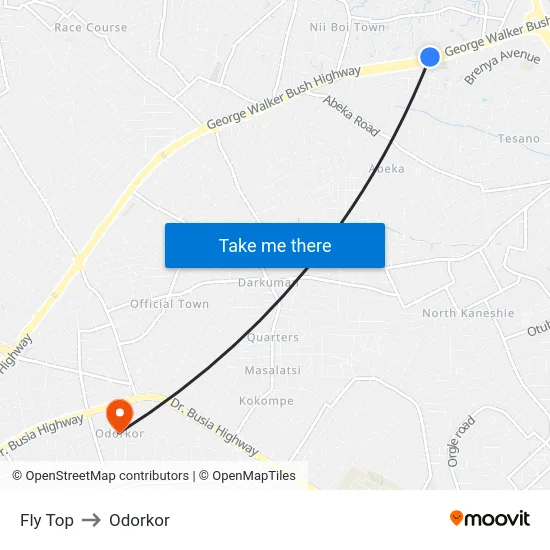 Fly Top to Odorkor map