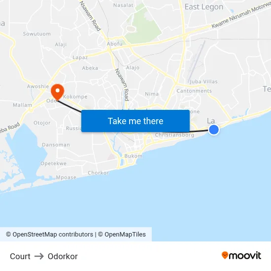 Court to Odorkor map