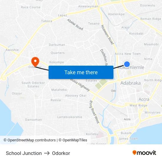 School Junction to Odorkor map