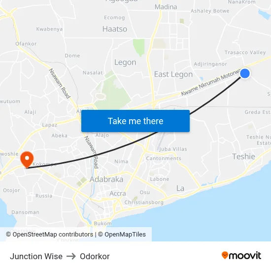 Junction Wise to Odorkor map