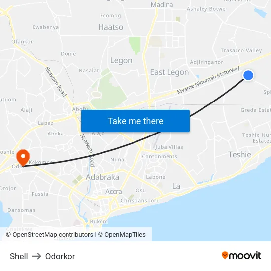 Shell to Odorkor map