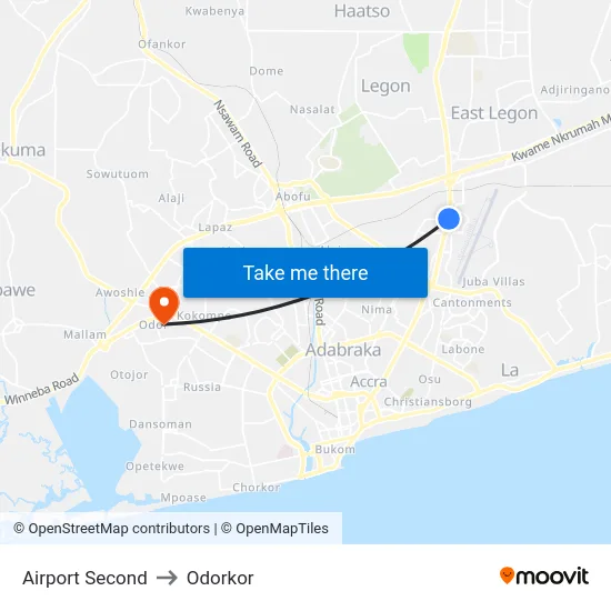 Airport Second to Odorkor map