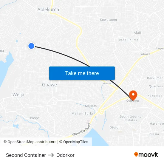Second Container to Odorkor map