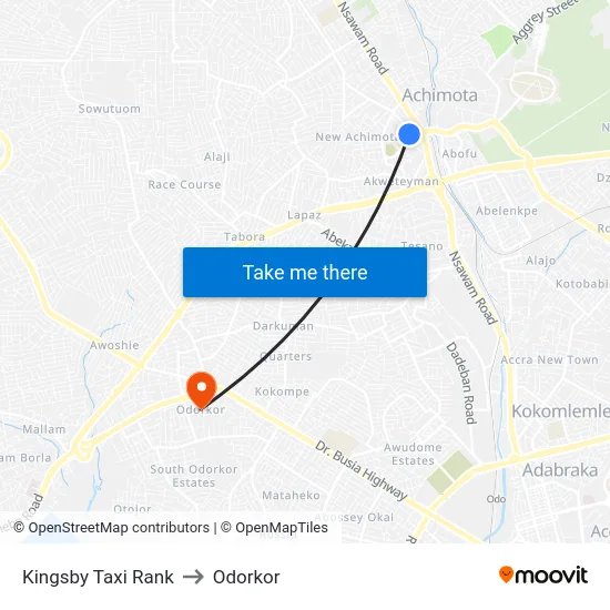 Kingsby Taxi Rank to Odorkor map