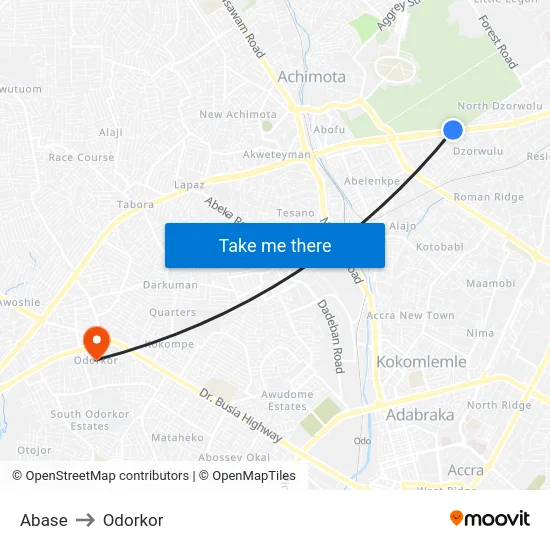 Abase to Odorkor map
