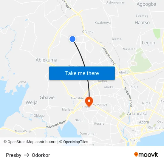 Presby to Odorkor map