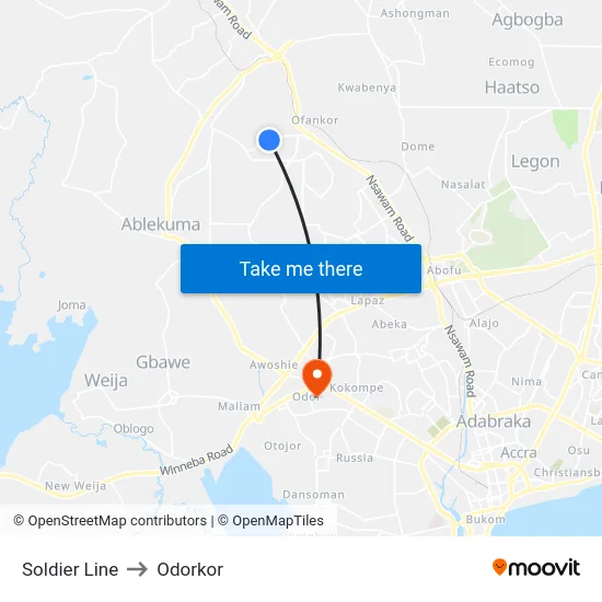 Soldier Line to Odorkor map