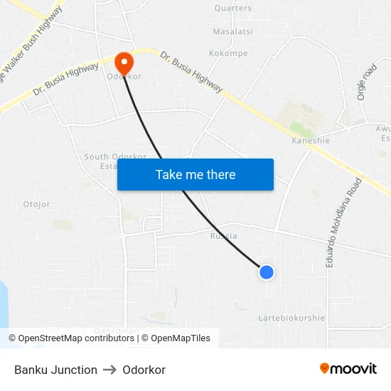 Banku Junction to Odorkor map