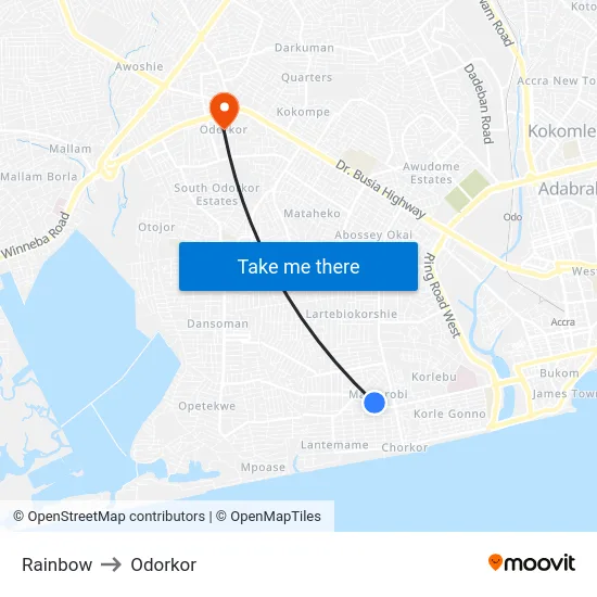 Rainbow to Odorkor map