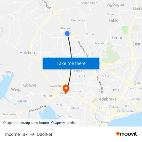 Income Tax to Odorkor map