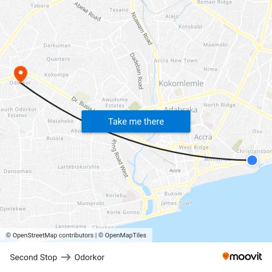 Second Stop to Odorkor map