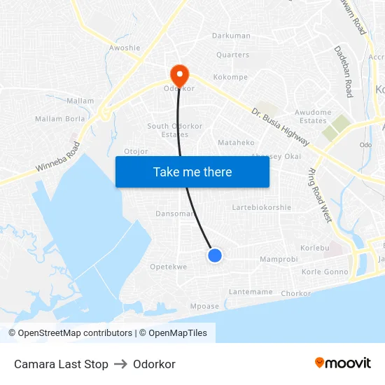 Camara Last Stop to Odorkor map