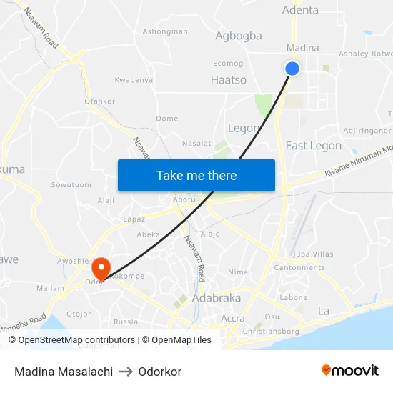 Madina Masalachi to Odorkor map