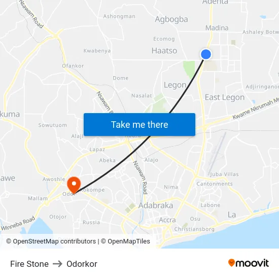 Fire Stone to Odorkor map