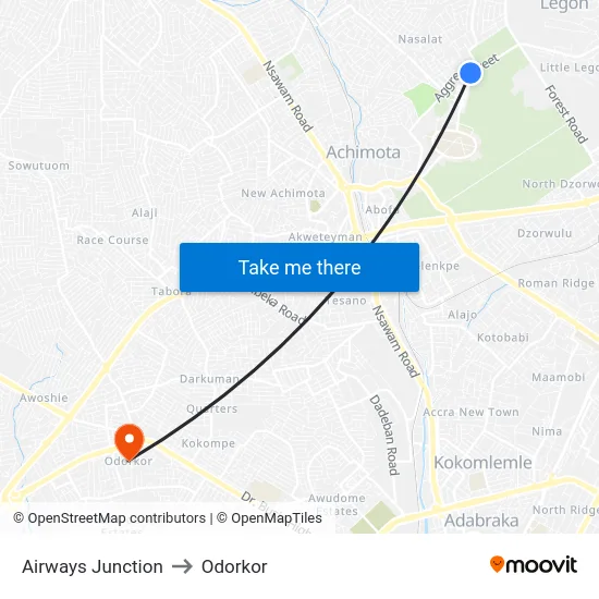 Airways Junction to Odorkor map