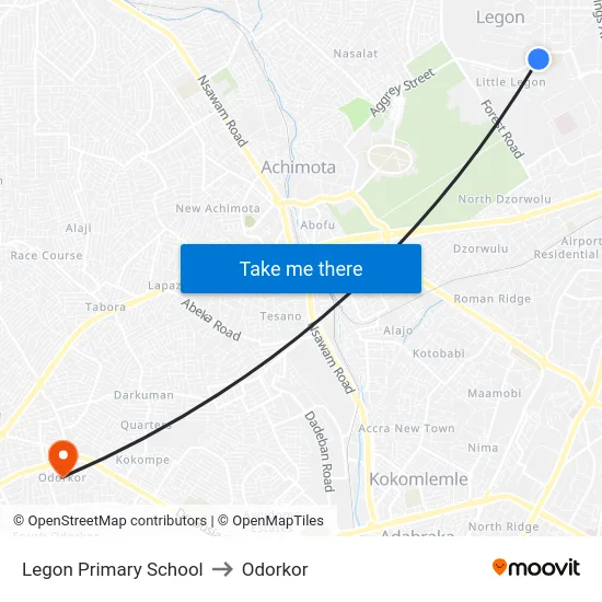 Legon Primary School to Odorkor map