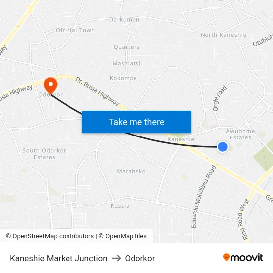 Kaneshie Market Junction to Odorkor map