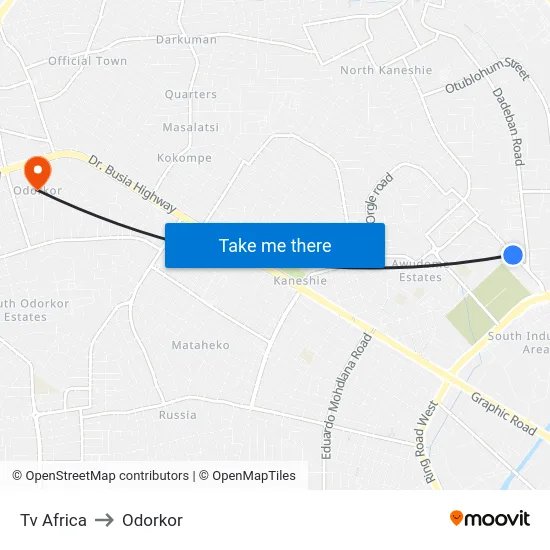 Tv Africa to Odorkor map