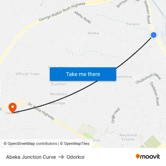 Abeka Junction Curve to Odorkor map