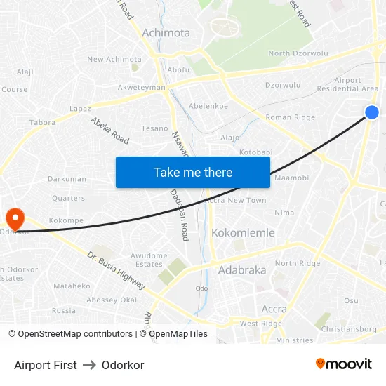 Airport First to Odorkor map